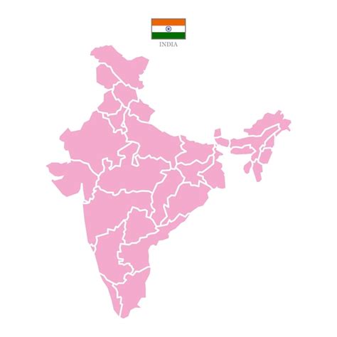 La Silueta Y El Mapa De La India De Color Rosa Vector Premium