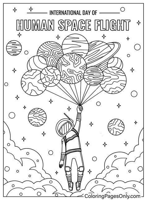 Coloring Sheet International Day of Human Space Flight - Free Printable ...