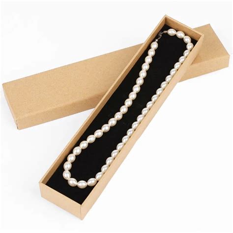 High Quantity 22 5x5x3cm Kraft Paper Jewelry Necklace Boxes With Sponge