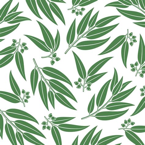 Premium Vector Eucalyptus Pattern Background Set Collection Icon