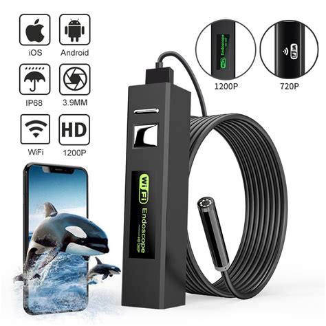 1200P WIFI Endoscope Camera IP67 Waterproof Hard Cable Android IOS