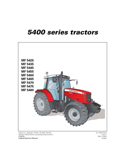 Manuel D Utilisation Des Tracteurs Massey Ferguson 5425 5480 Tier 3 Pdf