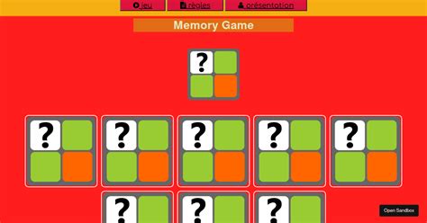 Memory Game Forked Codesandbox