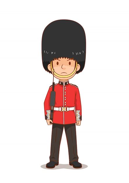 Personnage De Bande Dessinée De La Garde Royale Britannique En Uniforme