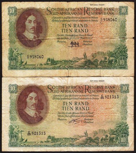 Other South African Bank Notes Sa 10 Rand 1961 Till 1965 Both