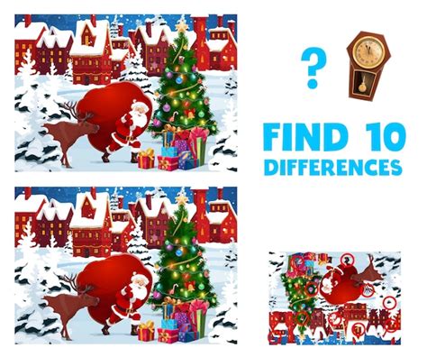 Premium Vector Christmas Game Worksheet Find Ten Differences On