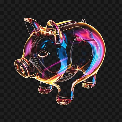 Premium PSD Psd Transparent Neon Pulsating Glass Piggy Bank Icon With