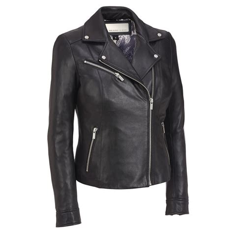 Wilsons Leather Womens Polished Classic Lamb Cycle Jacket Jet