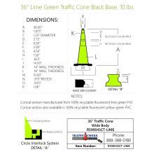 36 Lime Green Traffic Cone W Black Base 10 Lbs Traffic Cones For Less