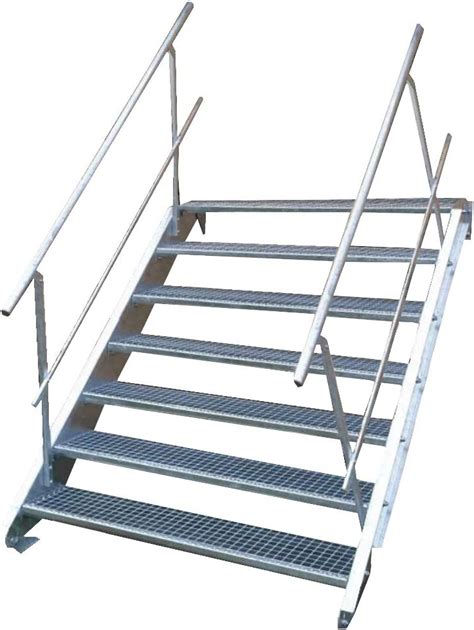 6 Stufen Stahltreppe mit beidseitigem Geländer Breite 100 cm