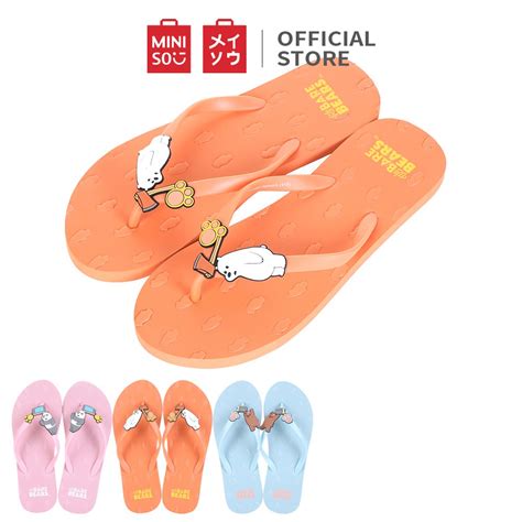 Jual Miniso Sandal Jepit Wanita Flip Flops Pantai Lucu We Bare Bears