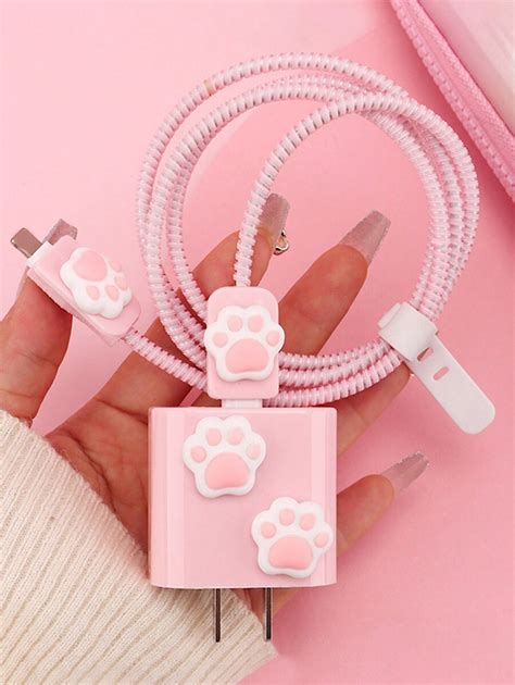 Cartoon Cat Paw M Winder Cable Organizer Break Protection Charger