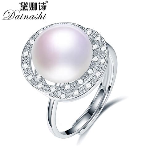 Dainashi Lindo Anel 925 De Prata Esterlina Duplo Redondo Cristal De