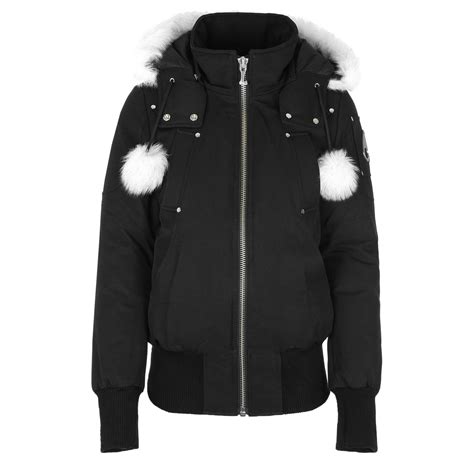 Moose Knuckles Debbie Ladies Bomber Jacket In Black With White Fur Moose Knuckles Norton Barrie