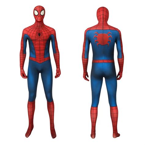 Peter Parker Cosplay Costumes D Classic Suit Zentai Jumpsuit For Men