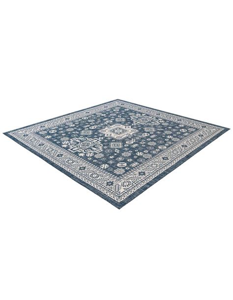 Blue 10' x 10' Outdoor Aztec Square Indoor / Outdoor Rug | eSaleRugs