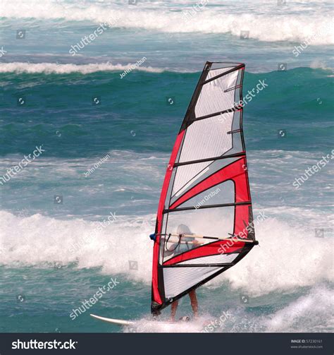 Woman Windsurfer In Active Waves Stock Photo 57230161 Shutterstock