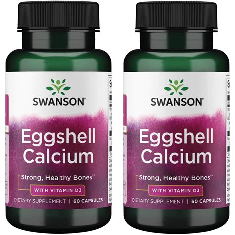 Swanson Eggshell Calcium With Vitamin D3 60 Caps 2 Pack Walmart