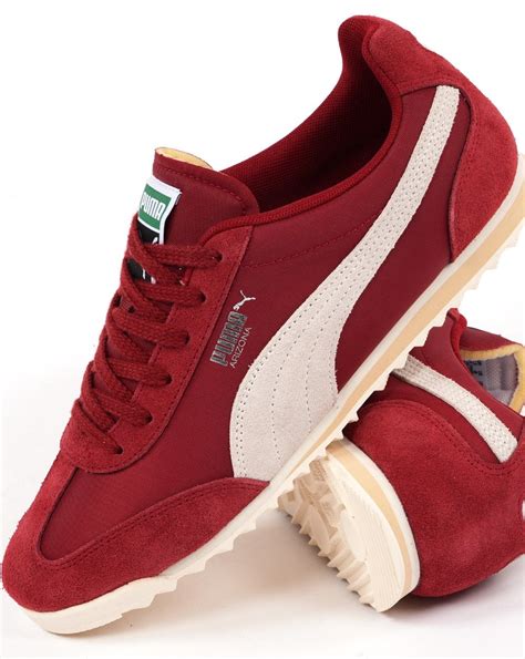 Puma Arizona Nylon Trainers Intense Redvapor Grey 80s Casual Classics