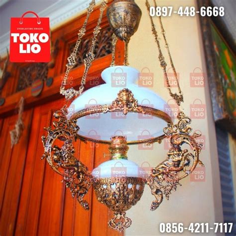 Jual Lampu Gantung Katrol Kerek Jawa Antik Motif Singa Ukuran Di