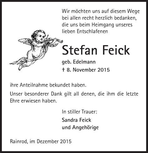 Traueranzeigen Von Stefan Feick Vrm Trauer De