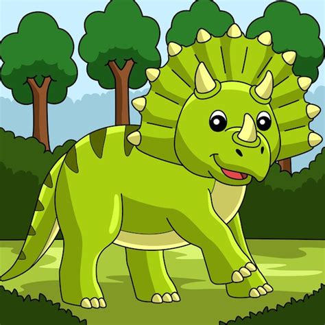 Triceratops Dinosaurier Farbige Cartoon Illustration Premium Vektor