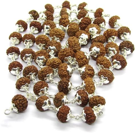 Mukhi Rudraksha Mala Original Beads In Silver Seven Faced