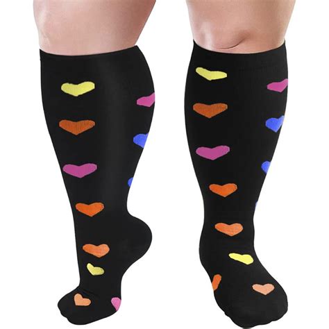 2xl 7xl Colorful Pattern Plus Size Compression Socks 3 Pairs Plusock