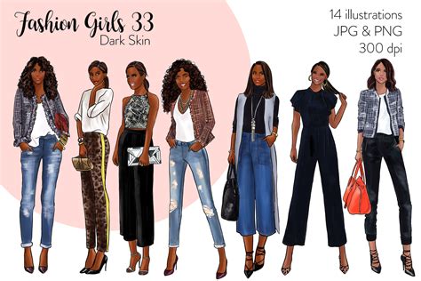 Watercolor Fashion Clipart - Fashion Girls 33 - Dark Skin By Parinaz ...