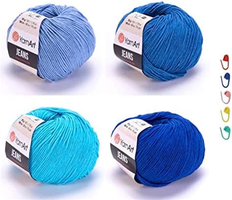 4 Skein YarnArt Jeans Yarn Cotton Amigurumi Yarn Set 2 Fine Knitting