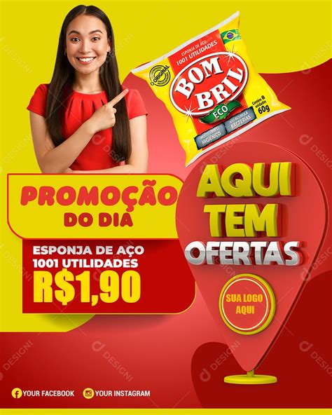 Promoção Do Dia Aqui Tem Ofertas Supermercado Social Media Psd Editável