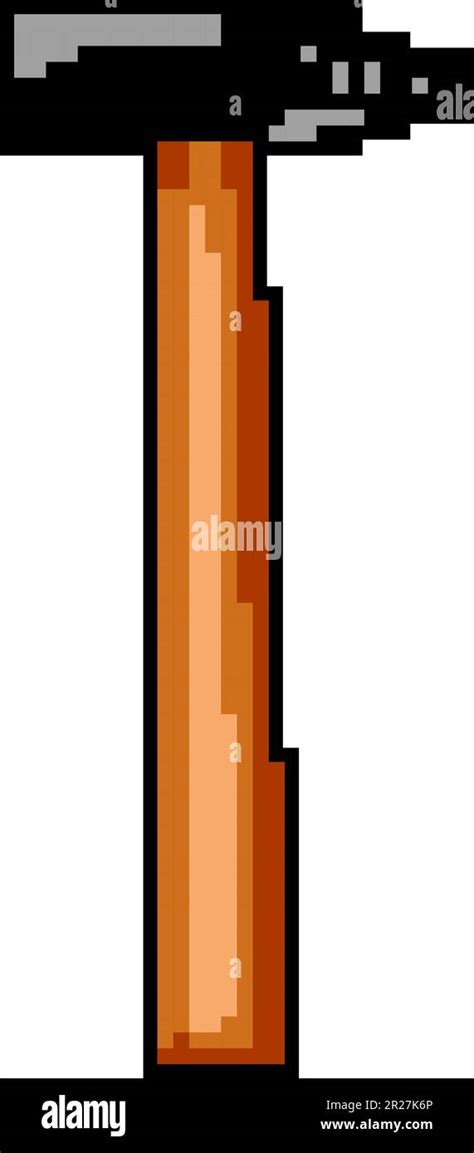 Work Hammer Tool Game Pixel Art Vector Illustration Stock Vector Image