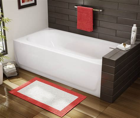 Mauicast Porcelain Enamel Alcove Left Hand Drain Bathtub In White