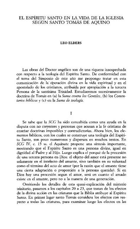 PDF el espíritu santo en la vida de la iglesia según santo tomás de