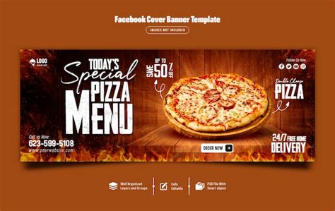 Deliciosa Pizza Y Menú De Comida Plantilla De Banner De Portada De Facebook Psd Premium