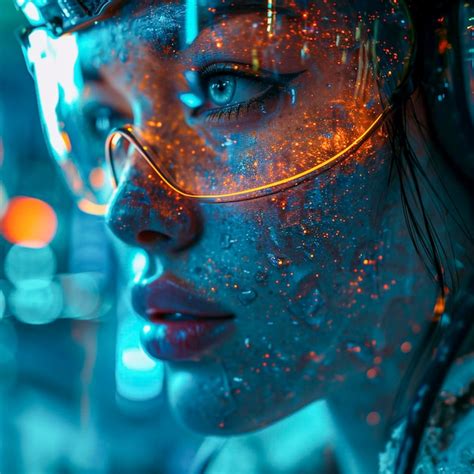 Las Mujeres Cyberpunk Cierran El Retrato Del Futuro Cyborg Ia