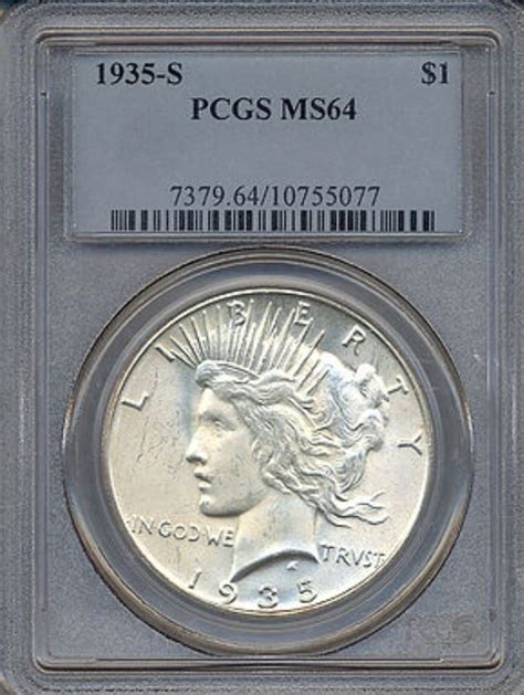 1935 S 1 Peace Silver Dollar Coin Pcgs Ms64