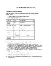 Hsu Elisa Popgen Docx Lab Population Genetics Lab Activity