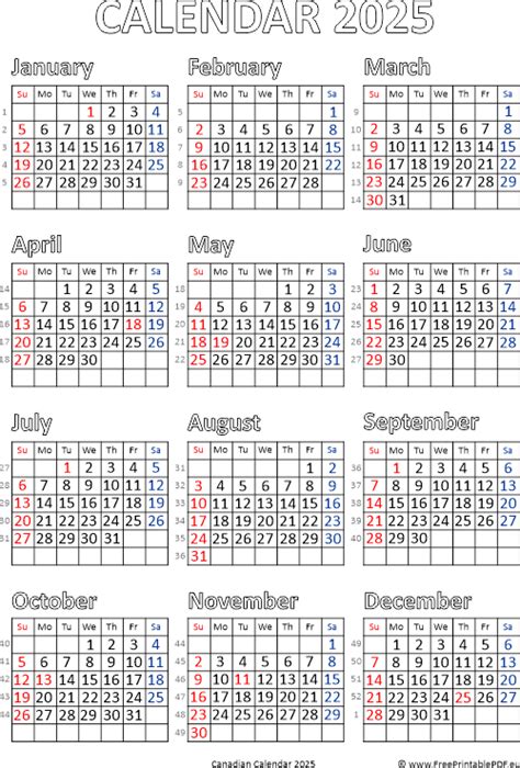 Printable Calendar 2025 Monthly Canada Lara Brook