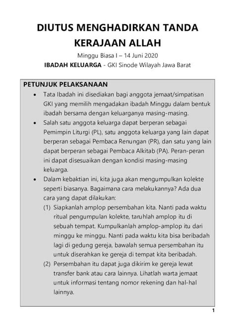 Pdf Diutus Menghadirkan Tanda Kerajaan Allahgkipengadilan Or Id