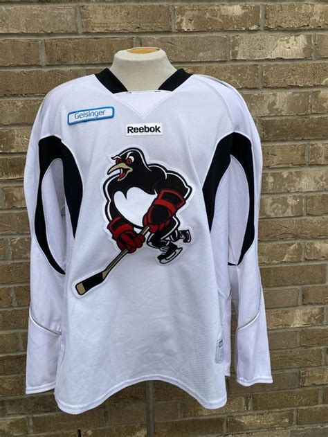 REEBOK WILKES BARRE SCRANTON PENGUINS Pro Stock Practice Jersey WHITE ...