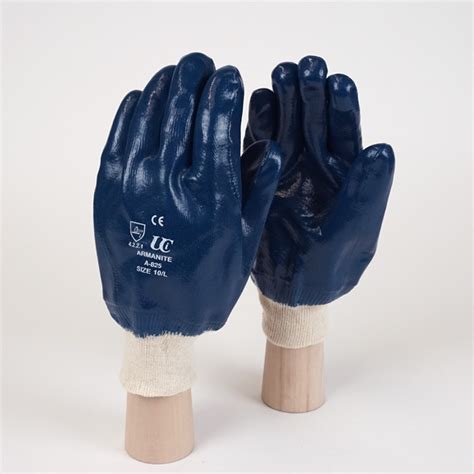 Blue Nitrile Knit Wrist Gloves En388 2016 Size 8 9 10 Pack Of 10