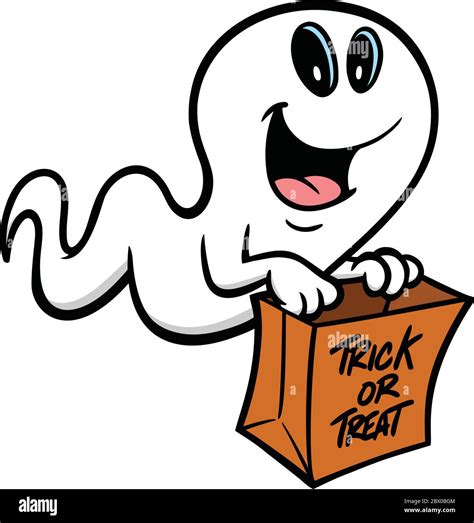 Trick or Treat Ghost- A Cartoon Illustration of a Trick or Treat Ghost ...