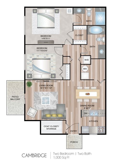 Floor Plans For 1000 Square Feet Apartments Viewfloor Co