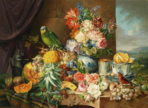 Nature Morte Avec Des Fruits Des Fleurs Et Un Perroquet Puzzle En