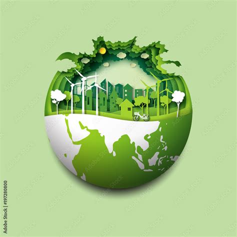 Green Earth Of Eco Friendly City And Urban Forest Landscape Abstract