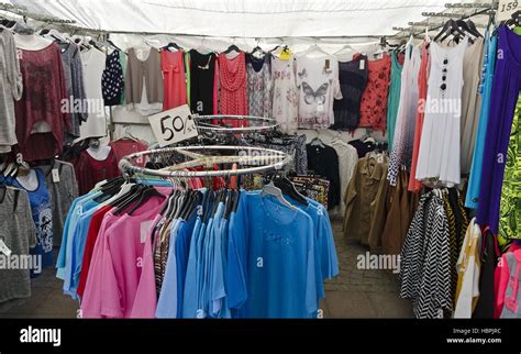 Market Stall For Cheap Clothes Stock Photo Alamy