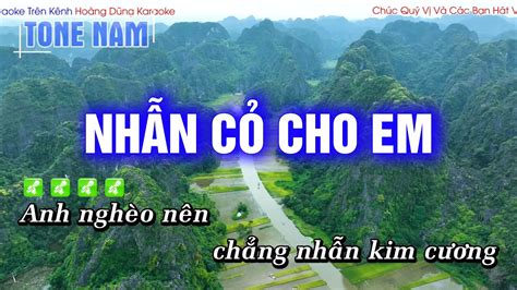 Karaoke Nhẫn Cỏ Cho Em Tone Nam HAY NHẤT Hoàng Dũng Karaoke YouTube