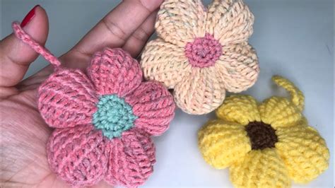 Wow Hermoso Llavero De Flor De P Talos A Crochet F Cil Y Rapido