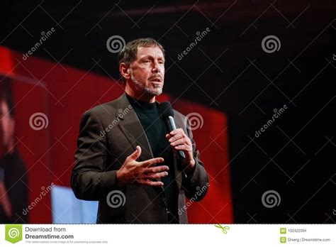 CEO Of Oracle Larry Ellison Makes His Speech Editorial Stock Image